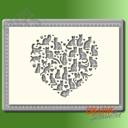 Cat Love Hearts Stencil - Image 2