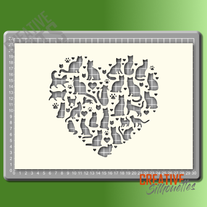 Cat Love Hearts Stencil - Image 2