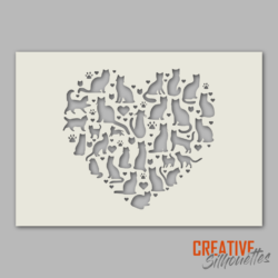 Cat Love Hearts Stencil