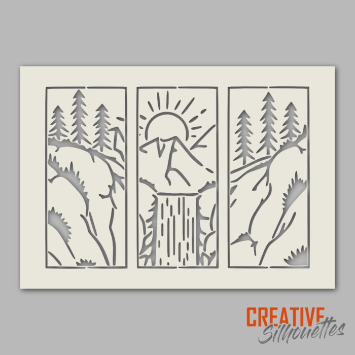 1258gr Waterfall and Forest Scene Stencil - Image 1