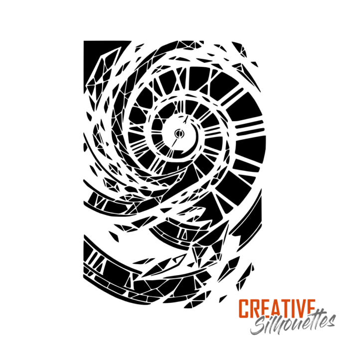 Abstract Clock Swirl Stencil - Image 3