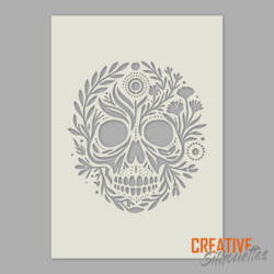 Floral Skull Stencil
