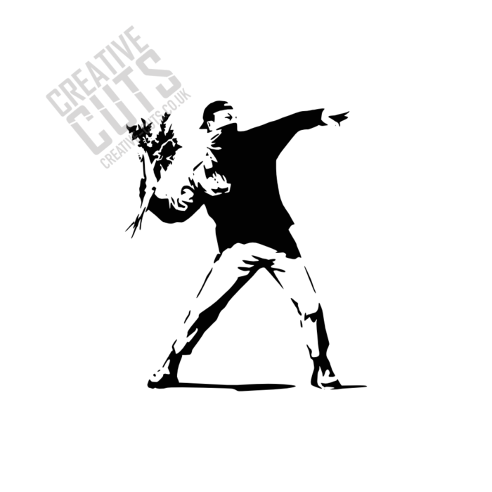 banksy flower thrower stencil