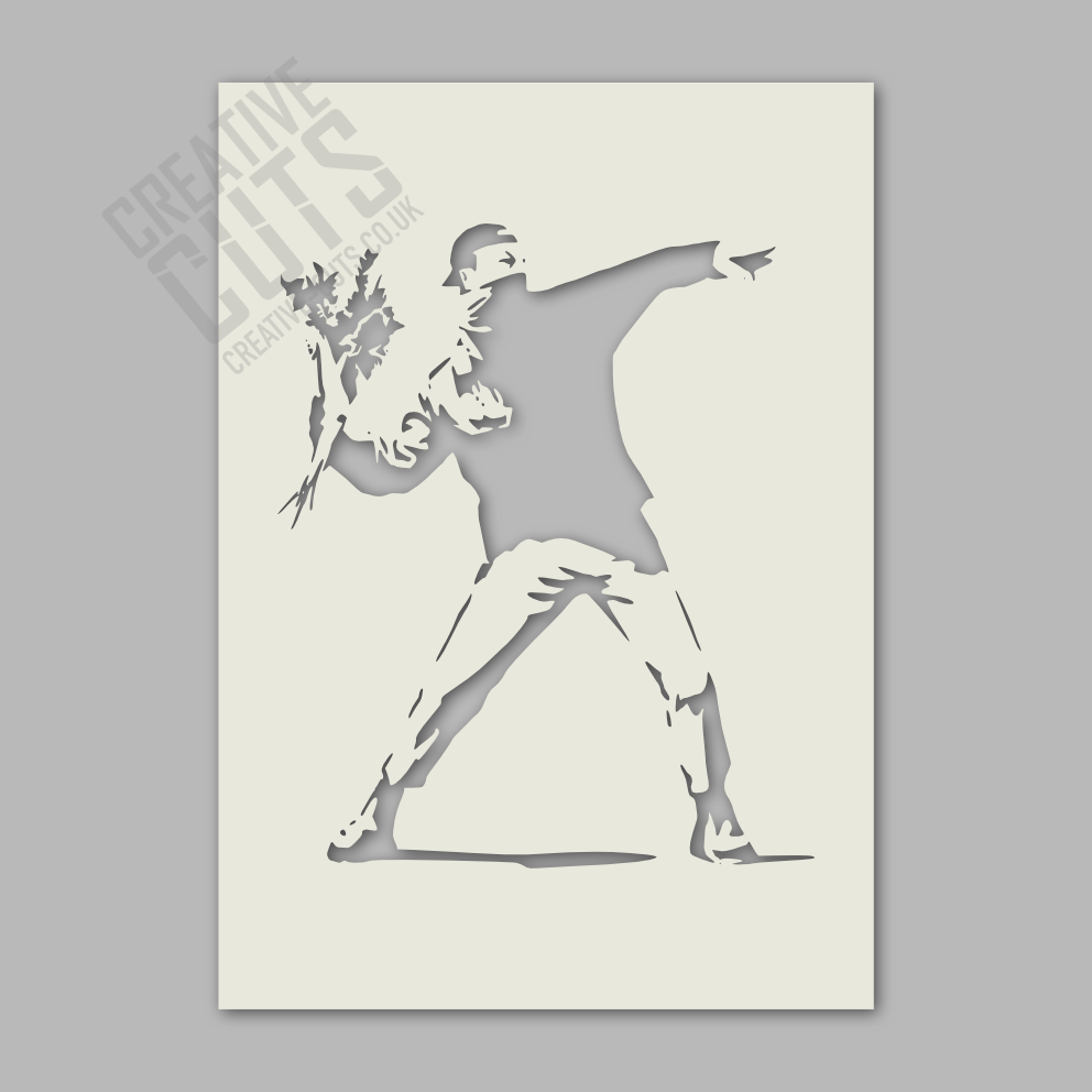 banksy flower thrower stencil
