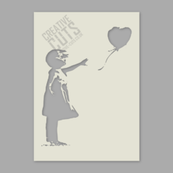 Girl with Balloon Stencil Image