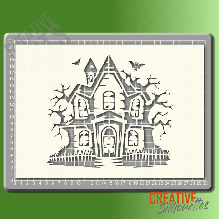 1152gr halloween house stencil