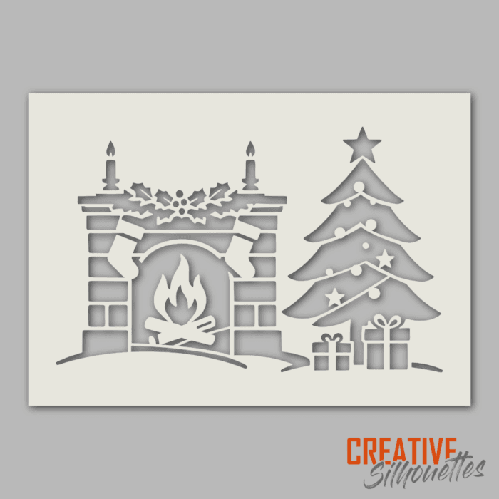 christmas fireplace stencil