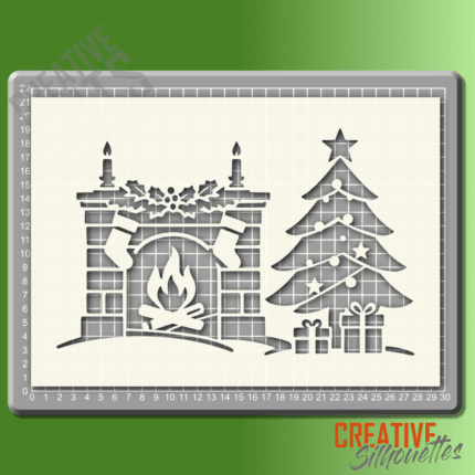 christmas fireplace stencil