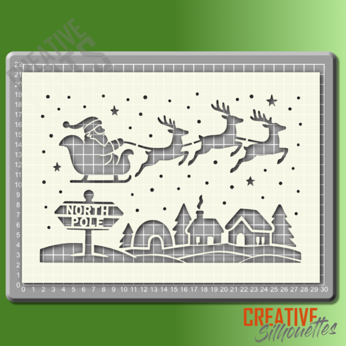 Santa Sleigh Stencil - Image 1